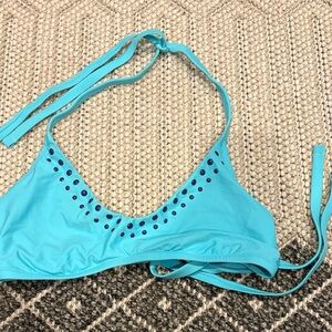 Aerie Turquoise Bikini Top with navy Accents